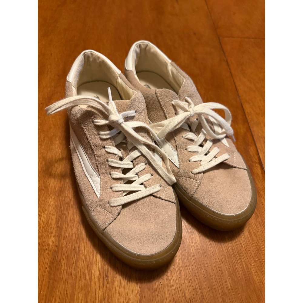 Madewell Sidewalk Low Top Sneakers Tan Suede Gum Sole AA178 Womens 8 Mens 6.5